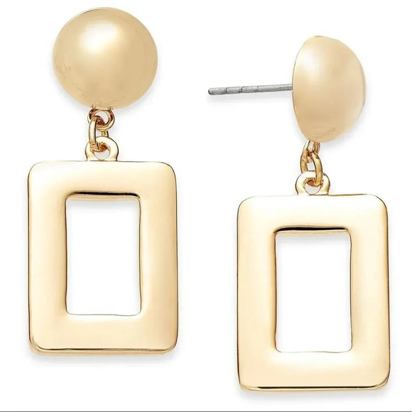 Alfani Gold Tone Square Drop Earrings NEW NWT - Picture 1 of 1